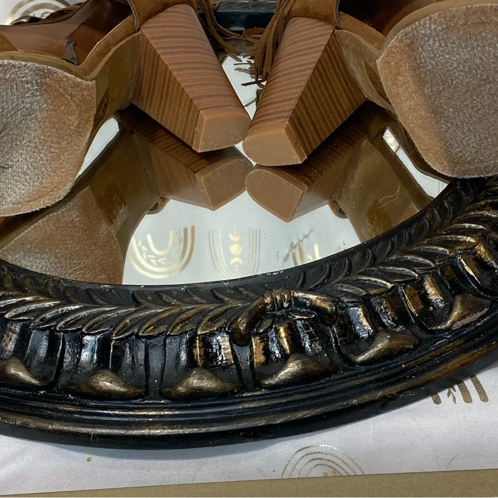 Elegant Brown Bohemian style Suede Heeled Sandals
